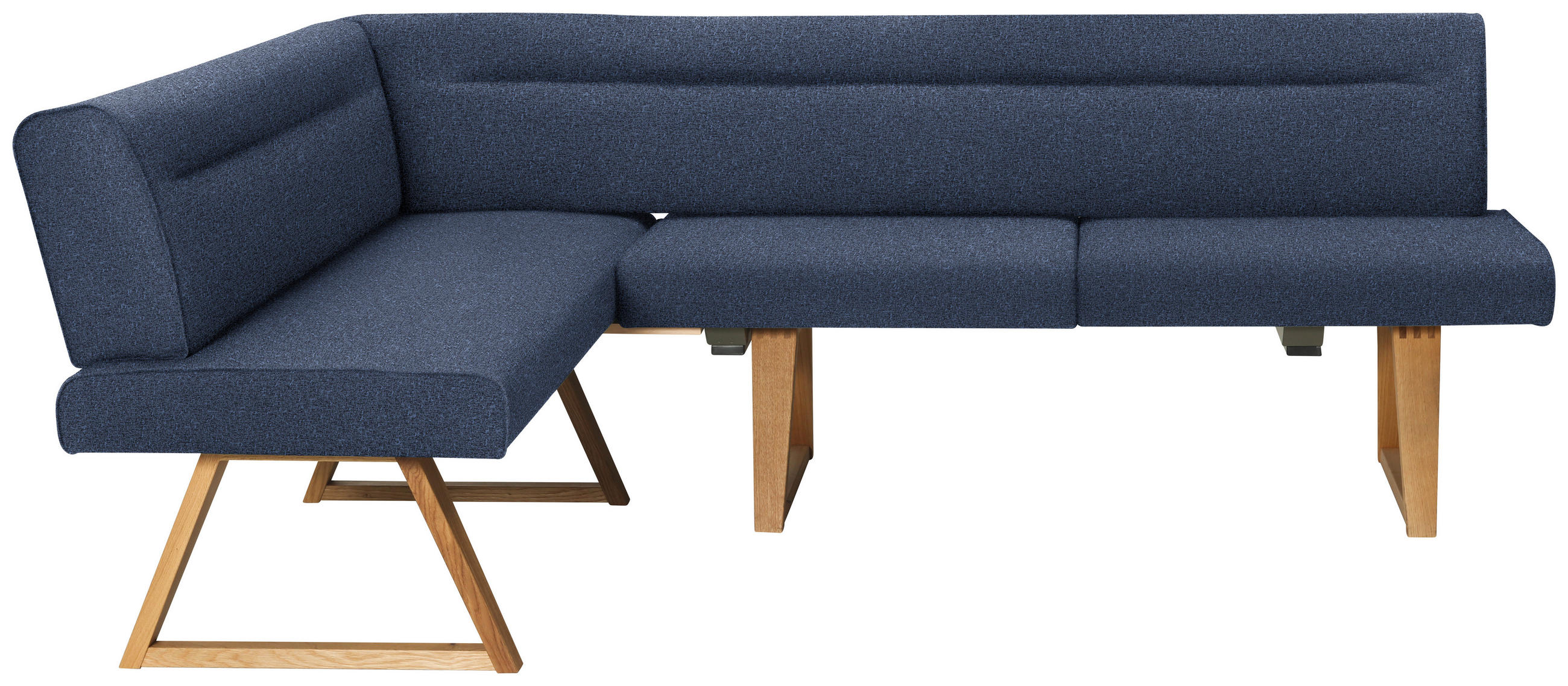ECKBANK 170/230 cm Samt Eichefarben, Dunkelblau Wildeiche massiv - Eichefarben/Dunkelblau, KONVENTIONELL, Holz/Textil (170/230cm) - Moderano