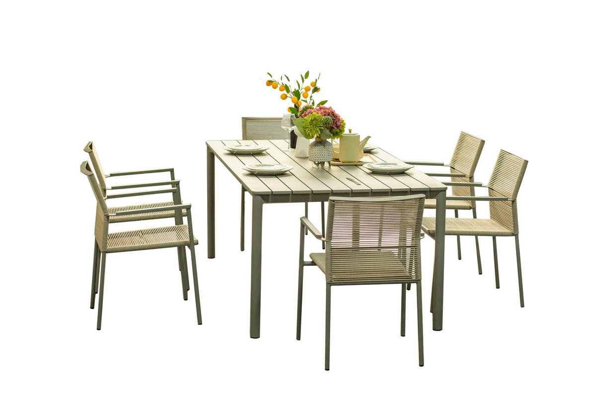 STAPELSESSEL Aluminium Beige  - Beige, MODERN, Textil/Metall (55,5/82,5/59cm) - Amatio