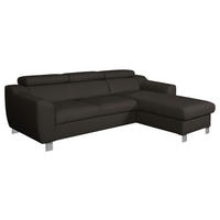 ECKSOFA in Lederlook Echtleder Dunkelbraun  - Chromfarben/Dunkelbraun, Design, Leder/Textil (242/176cm) - Livetastic