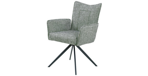 ARMLEHNSTUHL , Sitzfläche 360° drehbar , Webstoff  - Schwarz/Grün, Design, Textil/Metall (60/89/66cm) - Carryhome