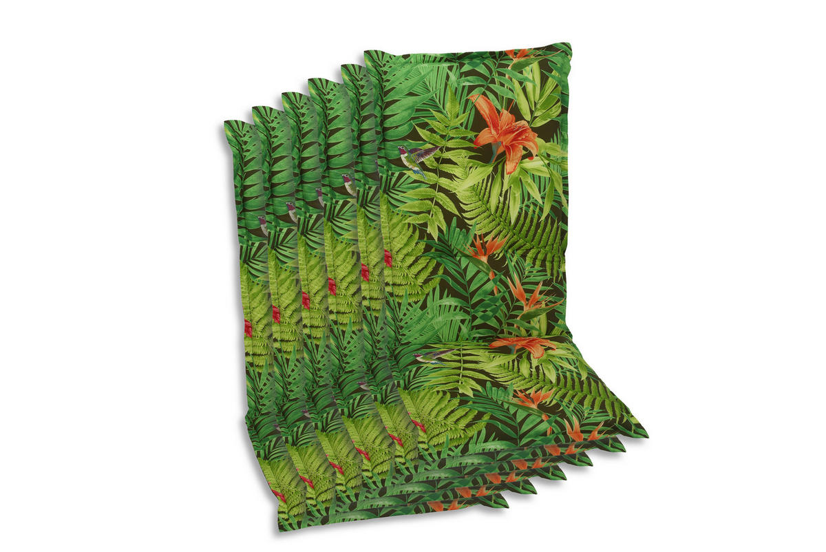 SESSELAUFLAGENSET in Grün, Dunkelgrün, Hellgrün Blätter  - Dunkelgrün/Hellgrün, Basics, Textil (50/7/120cm)