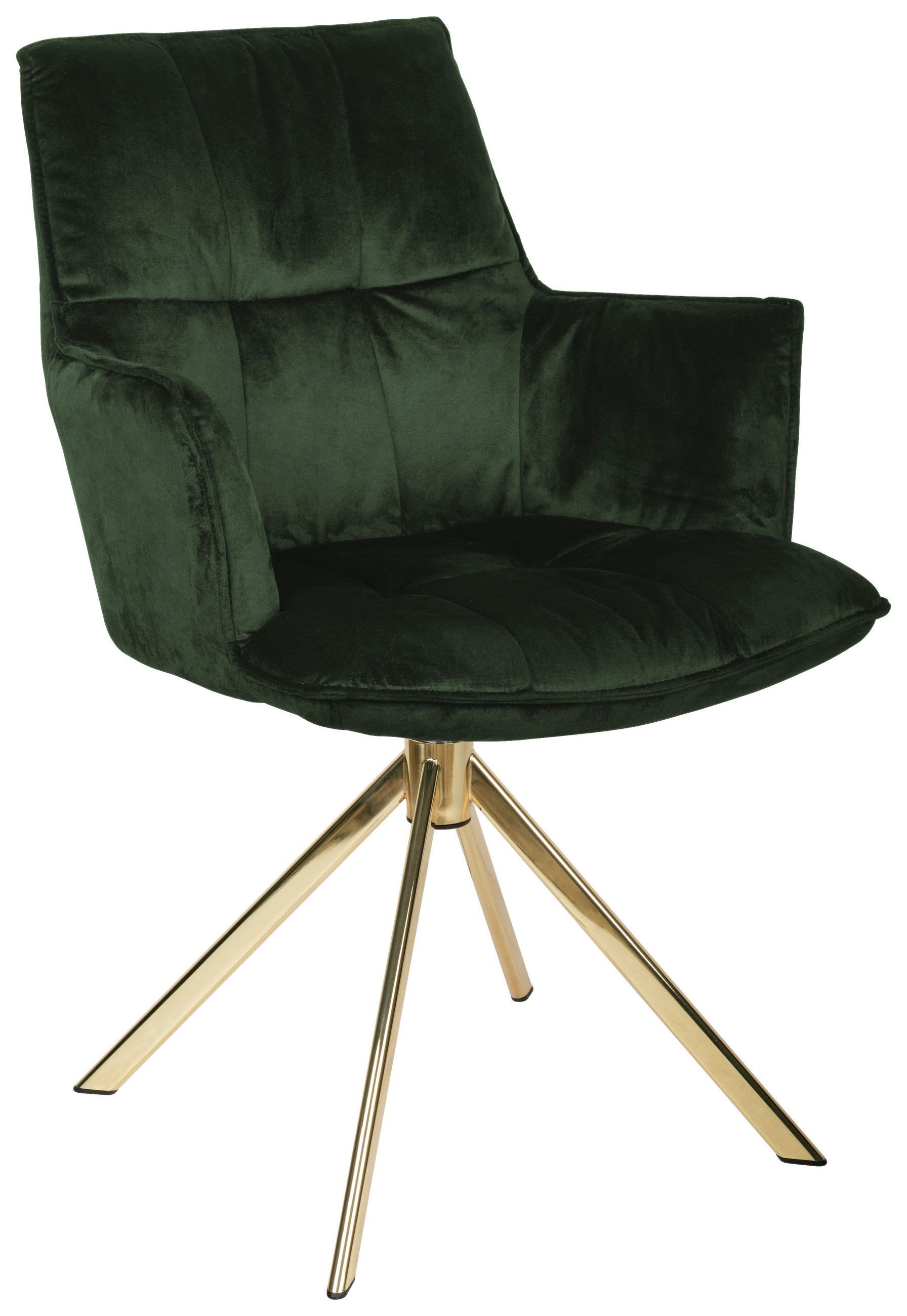 ARMLEHNSTUHL  in Edelstahl Samt  - Goldfarben/Grün, Design, Textil/Metall (59/89,5/63cm) - Novel