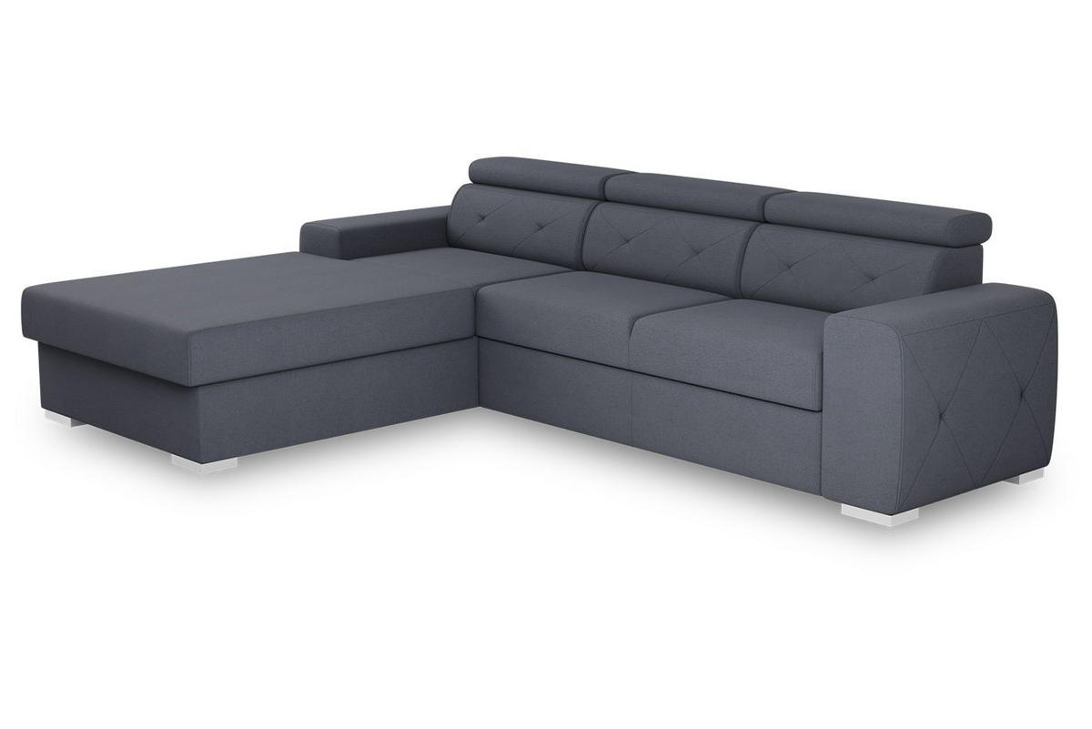 ECKSCHLAFSOFA in Blau, Grau Textil   - Blau/Silberfarben, Design, Textil (195/296cm) - MID.YOU