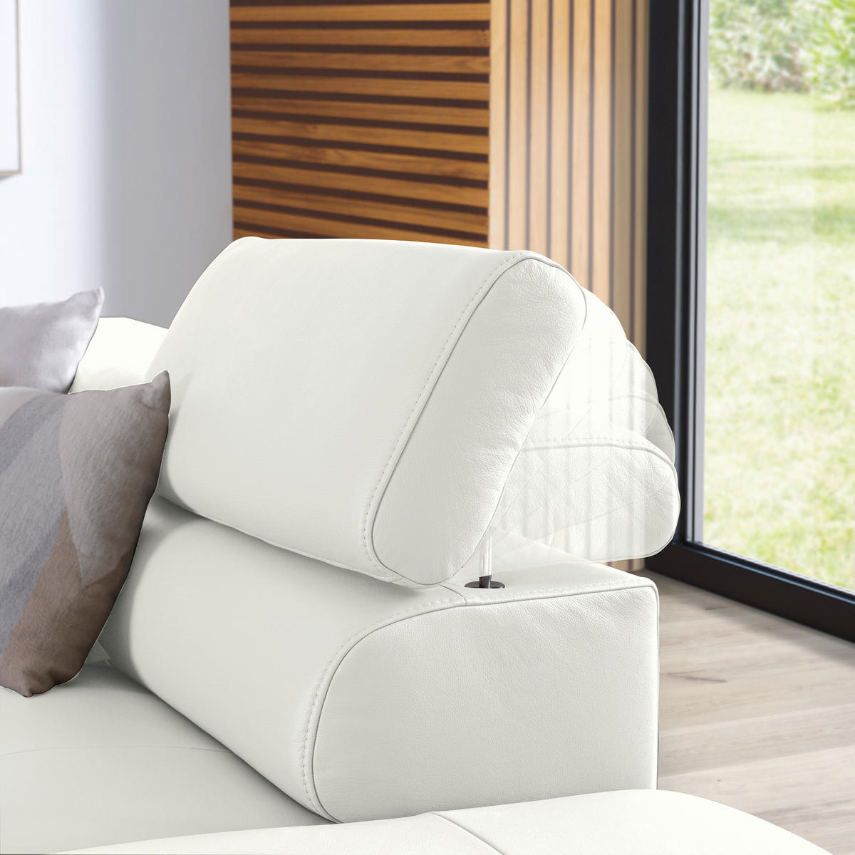 ECKSOFA in Echtleder Weiss  - Weiss/Schwarz, Design, Leder/Metall (270/220cm) - Novel