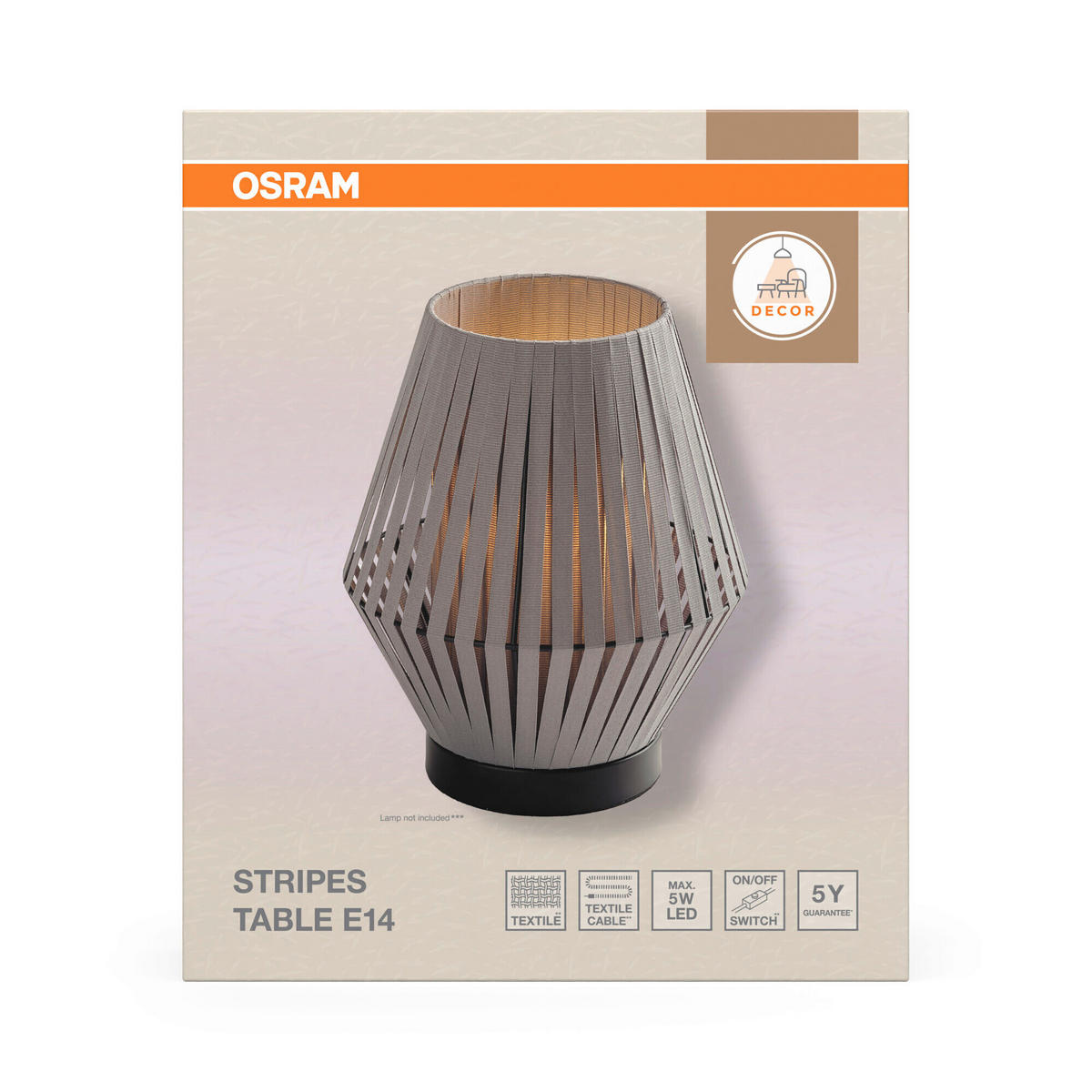 TISCHLEUCHTE 20,5/24,5 cm   - Dunkelgrau, Basics, Textil/Metall (20,5/24,5cm) - Osram