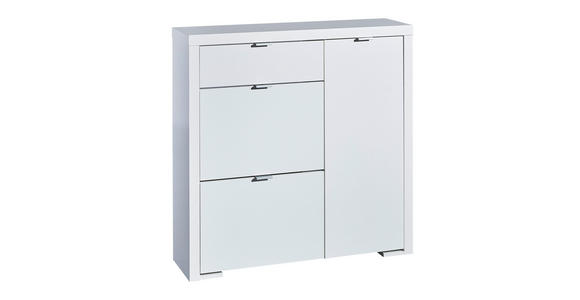 SCHUHSCHRANK - Silberfarben/Weiß, Design, Holzwerkstoff/Metall (102/101/28cm) - Voleo