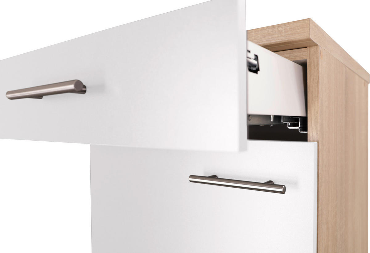 KÜCHENUNTERSCHRANK 50/84,8/60 cm  in Weiß, Eichefarben  - Eichefarben/Silberfarben, Basics, Holzwerkstoff/Metall (50/84,8/60cm) - Respekta