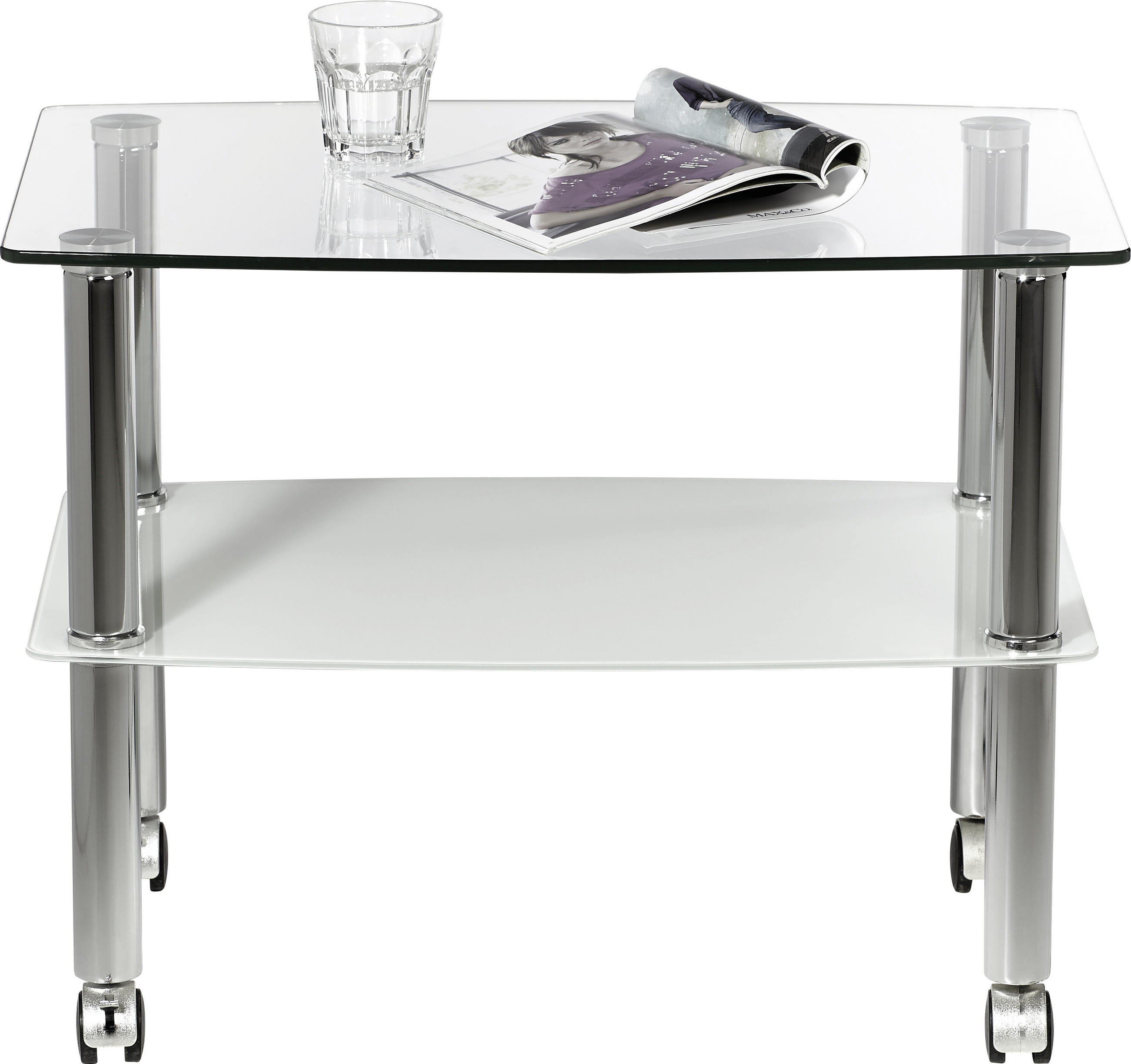 BEISTELLTISCH 40/60/46 cm Klar, Weiß rechteckig  - Klar/Weiß, Design, Glas/Kunststoff (40/60/46cm) - Xora