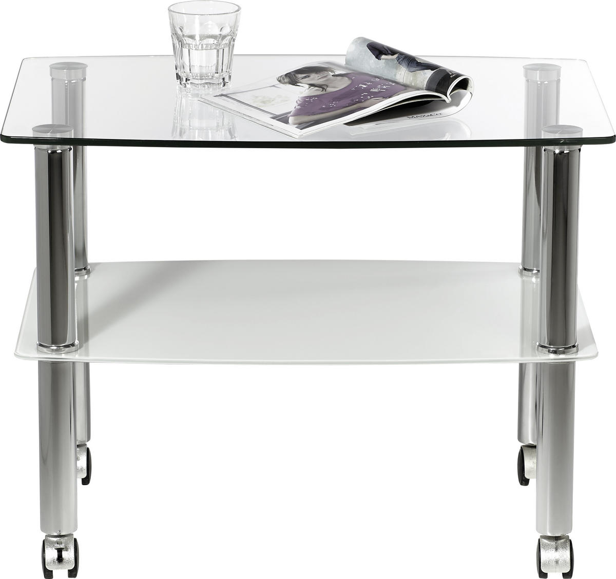 BEISTELLTISCH 40/60/46 cm Klar, Weiß rechteckig  - Klar/Weiß, Design, Glas/Kunststoff (40/60/46cm) - Xora