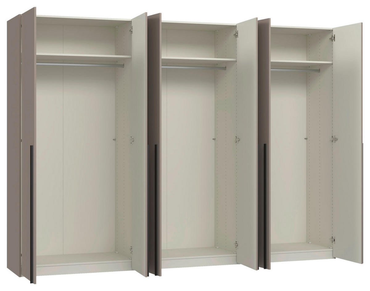 DREHTÜRENSCHRANK 303/220/59 cm,  in Hellbraun, 6-türig  - Hellbraun/Schwarz, Design, Holzwerkstoff/Metall (303/220/59cm) - Jutzler