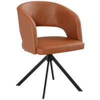 ARMLEHNSTUHL  in Stahl Lederlook (vegan)  - Cognac/Schwarz, KONVENTIONELL, Textil/Metall (56/84/59cm) - Moderano