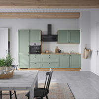 KÜCHENBLOCK Cascada 330 cm  in Eichefarben, Schilfgrün  - Schilfgrün/Eichefarben, MODERN, Holzwerkstoff/Metall (330cm) - Nobilia
