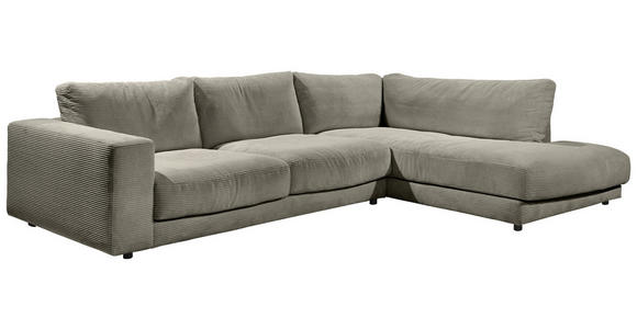 ECKSOFA  in Cord Graubraun  325/224 cm  - Graubraun/Schwarz, Design, Kunststoff/Textil (325/224cm) - Hom`in