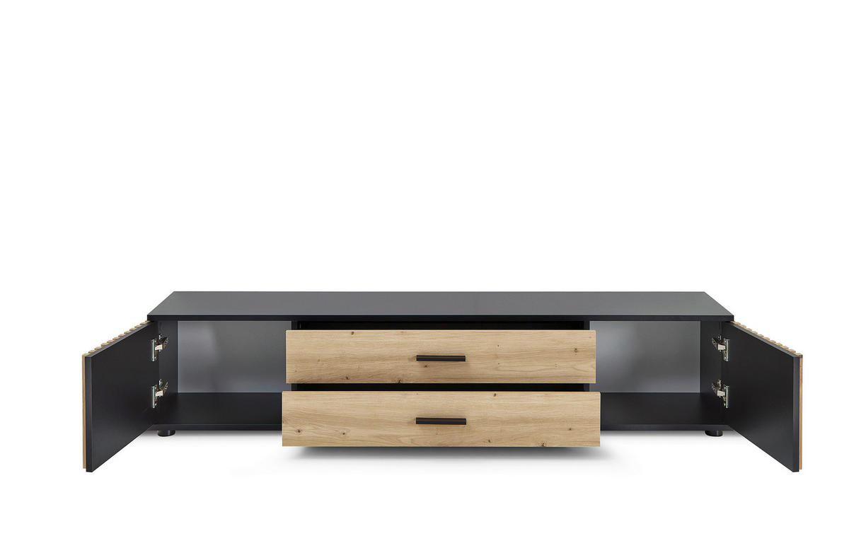 LOWBOARD  in 180/30/30 cm  - Schwarz/Eiche Artisan, Design, Holzwerkstoff/Kunststoff (180/30/30cm) - Boxxx