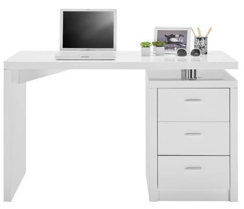 Thumbnail - Hom`in Schreibtisch, Weiß, Chrom, Metall, 3 Schublade(n) Schubladen, rechteckig, Wange, Sockel, 55x75x120 cm, Bsci, Stau...