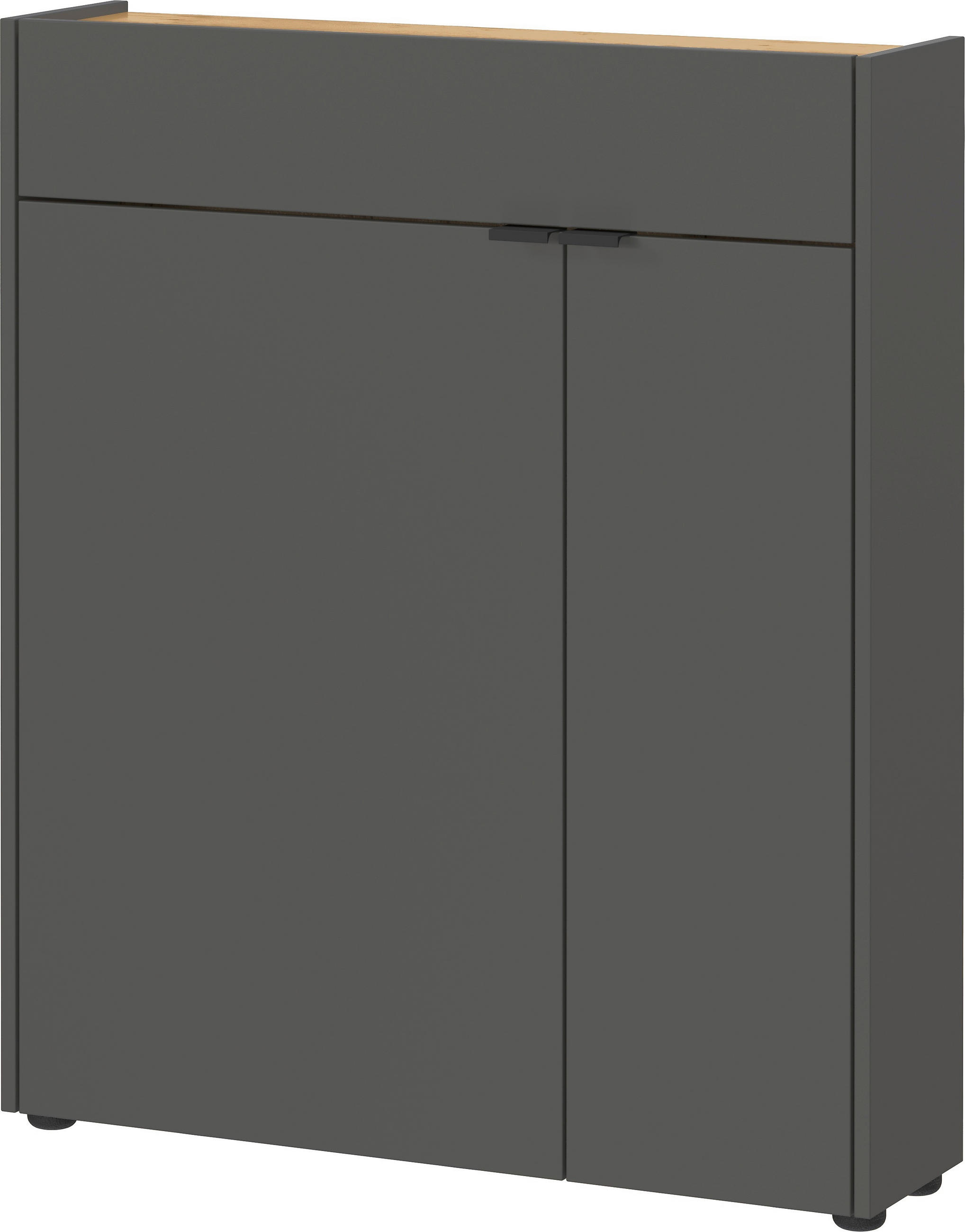 SCHUHSCHRANK Graphitfarben, Eichefarben  - Eichefarben/Schwarz, Design, Holzwerkstoff/Kunststoff (83/99/22cm)