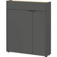SCHUHSCHRANK Graphitfarben, Eichefarben  - Eichefarben/Schwarz, Design, Holzwerkstoff/Kunststoff (83/99/22cm)