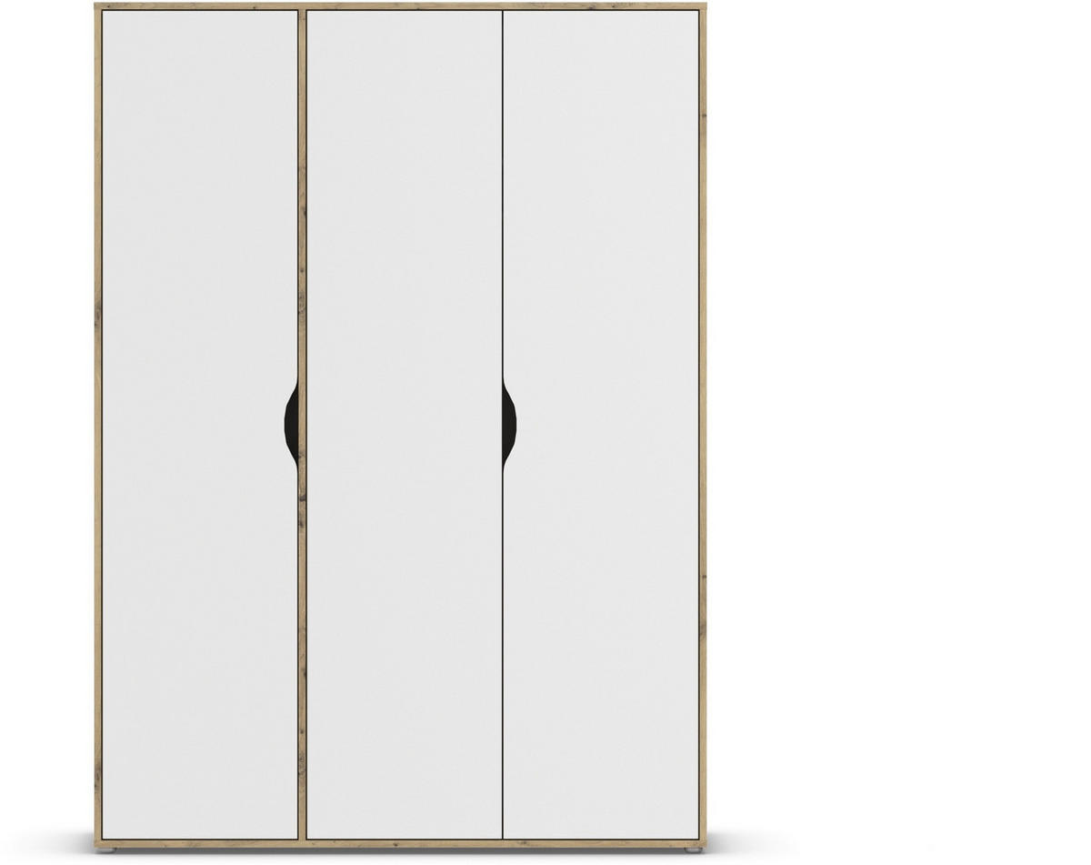 DREHTÜRENSCHRANK in Weiss, Eiche Artisan  - Weiss/Eiche Artisan, Basics, Holzwerkstoff (140/194/53cm) - Boxxx