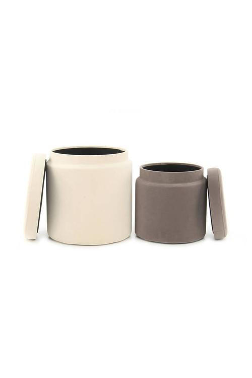 HOCKERSET Taupe, Beige  - Taupe/Beige, Trend, Kunststoff/Textil - Kayoom