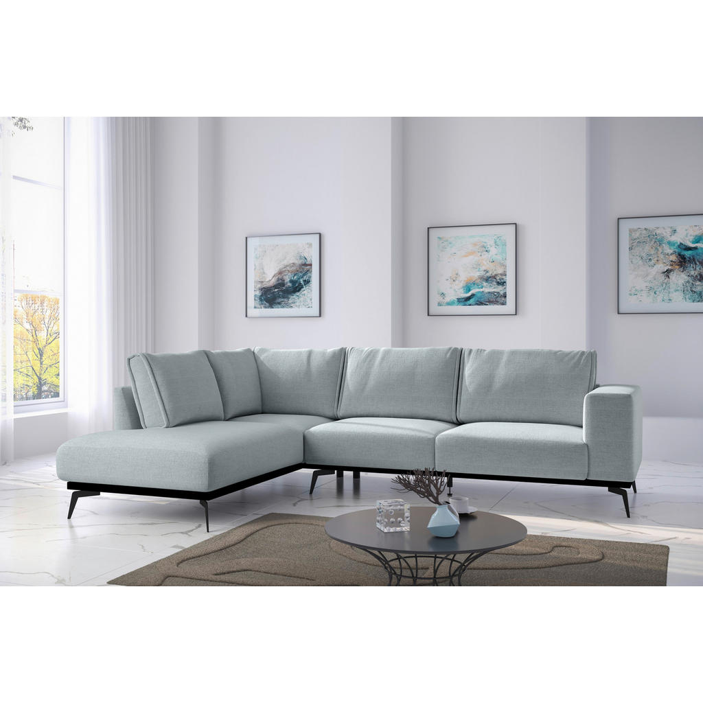 Thumbnail - Mid.you Ecksofa, Hellgrau, Holz, Textil, 6-Sitzer, Füllung: Polyurethan (Pur), Silikon, Ottomane links, L-Form, 293x200 ...