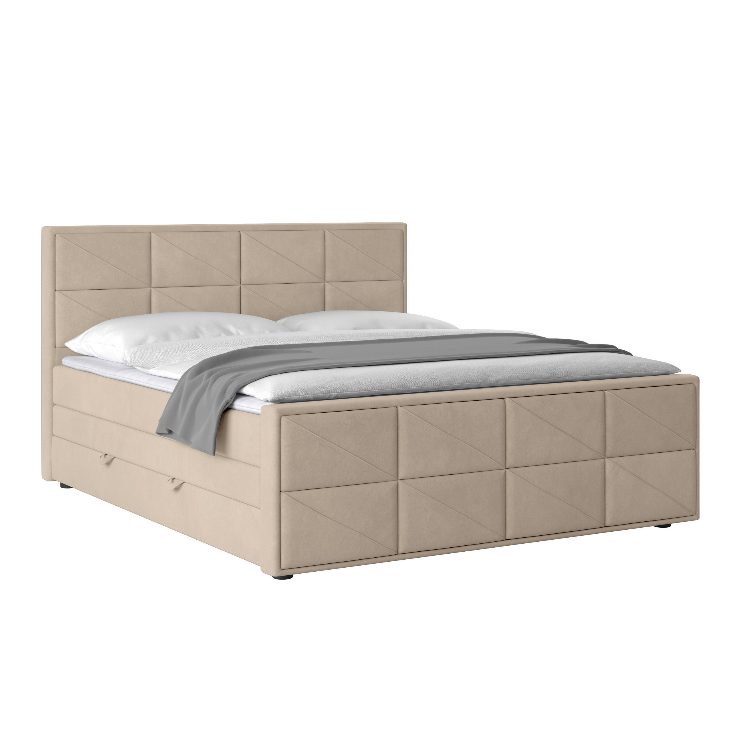 BOXSPRINGOVÁ POSTEĽ, 180/200 cm, béžová - čierna/béžová, Modern, kov/drevo (180/200cm) - MID.YOU