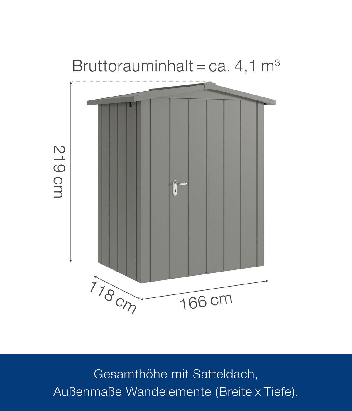 GERÄTEHAUS 189/219/133 cm  - Alufarben, Basics, Metall (189/219/133cm)