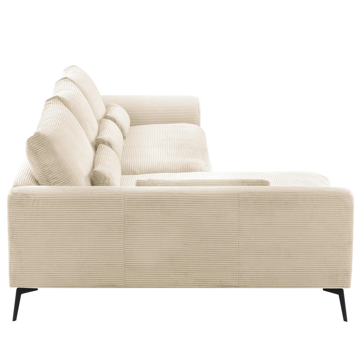 ECKSOFA  in Cord Creme Nierenkissen, Rückenkissen  172/313 cm  - Creme/Schwarz, Design, Textil/Metall (172/313cm) - P & B