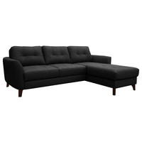 ECKSOFA Lederlook Echtleder Schwarz  - Buchefarben/Schwarz, Design, Leder/Holz (238/168cm) - Livetastic