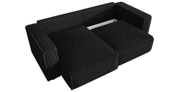 ECKSOFA Anthrazit Cord Zierkissen, Rückenkissen, Schlaffunktion, Rücken echt  - Anthrazit/Schwarz, MODERN, Kunststoff/Textil (153/250cm) - Xora