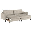 ECKSOFA in Flachgewebe, Leinenoptik Beige  - Beige/Schwarz, Design, Textil/Metall (242/170cm) - Xora