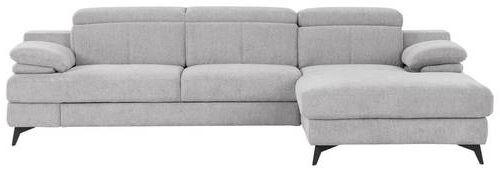 ECKSOFA Silberfarben Chenille  - Silberfarben/Schwarz, Design, Textil/Metall (291/80-98/178cm) - Livetastic
