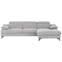ECKSOFA Silberfarben Chenille  - Silberfarben/Schwarz, Design, Textil/Metall (291/80-98/178cm) - Livetastic