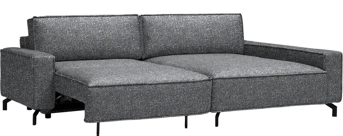 ECKSOFA Mikrovelours Grau  - Schwarz/Grau, Design, Textil (246/164cm) - Sedda