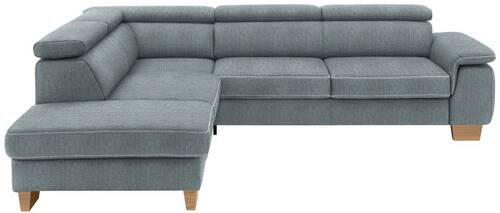 ECKSOFA in Mikrofaser Blaugrau  - Eichefarben/Beige, Natur, Holz/Textil (226/273cm) - Beldomo System