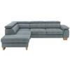 ECKSOFA in Mikrofaser Blaugrau  - Eichefarben/Beige, Natur, Holz/Textil (226/273cm) - Beldomo System