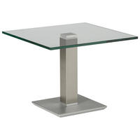 BEISTELLTISCH 60/60/46-65 cm Grau, Edelstahlfarben quadratisch  - Edelstahlfarben/Grau, Design, Glas/Kunststoff (60/60/46-65cm)