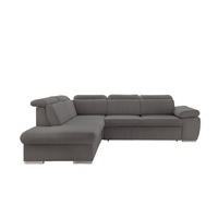ECKSOFA Grau Cord  - Chromfarben/Grau, Design, Textil/Metall (228/283cm) - Livetastic