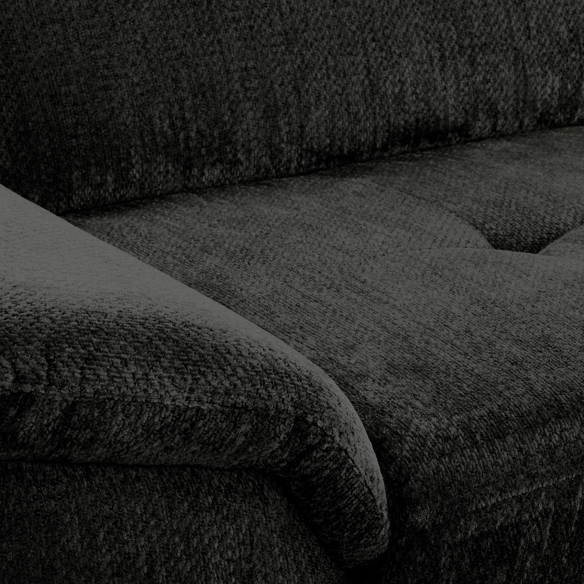 ECKSOFA  Webstoff Schwarz  - Schwarz, Design, Textil/Metall (268/195cm) - Livetastic