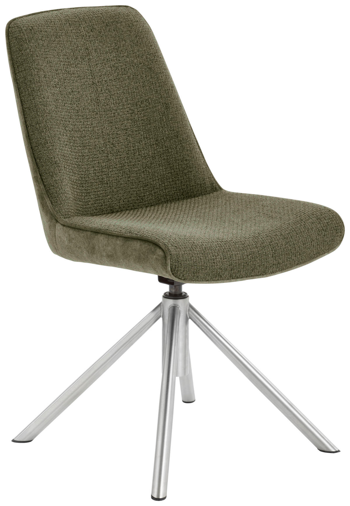 STUHL  in Edelstahl Flachgewebe Metall, Textil  - Edelstahlfarben/Olivgrün, Design, Textil/Metall (49/88/64cm) - Novel