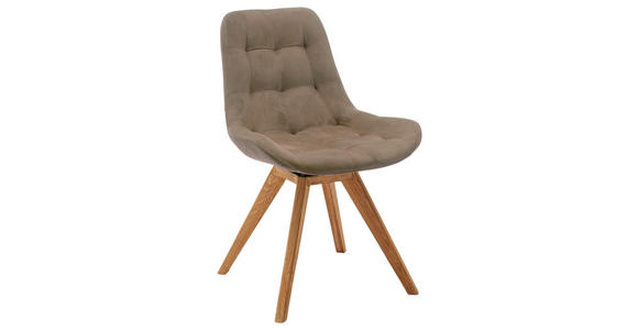 STUHL  Stoffauswahl, Sitzfläche 180° drehbar, automatische Rückholfunktion Flachgewebe  Cappuccino  - Cappuccino, KONVENTIONELL, Holz/Textil (56/84/63cm) - Carryhome