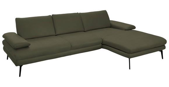 ECKSOFA in Echtleder Grün 310/180 cm - Schwarz/Grün, Design, Leder/Metall (310/180cm) - Dieter Knoll