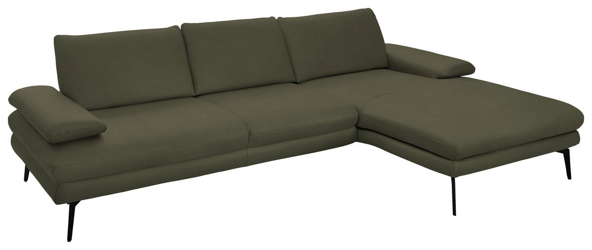 ECKSOFA in Echtleder Grün  - Schwarz/Grün, Design, Leder/Metall (310/180cm) - Dieter Knoll