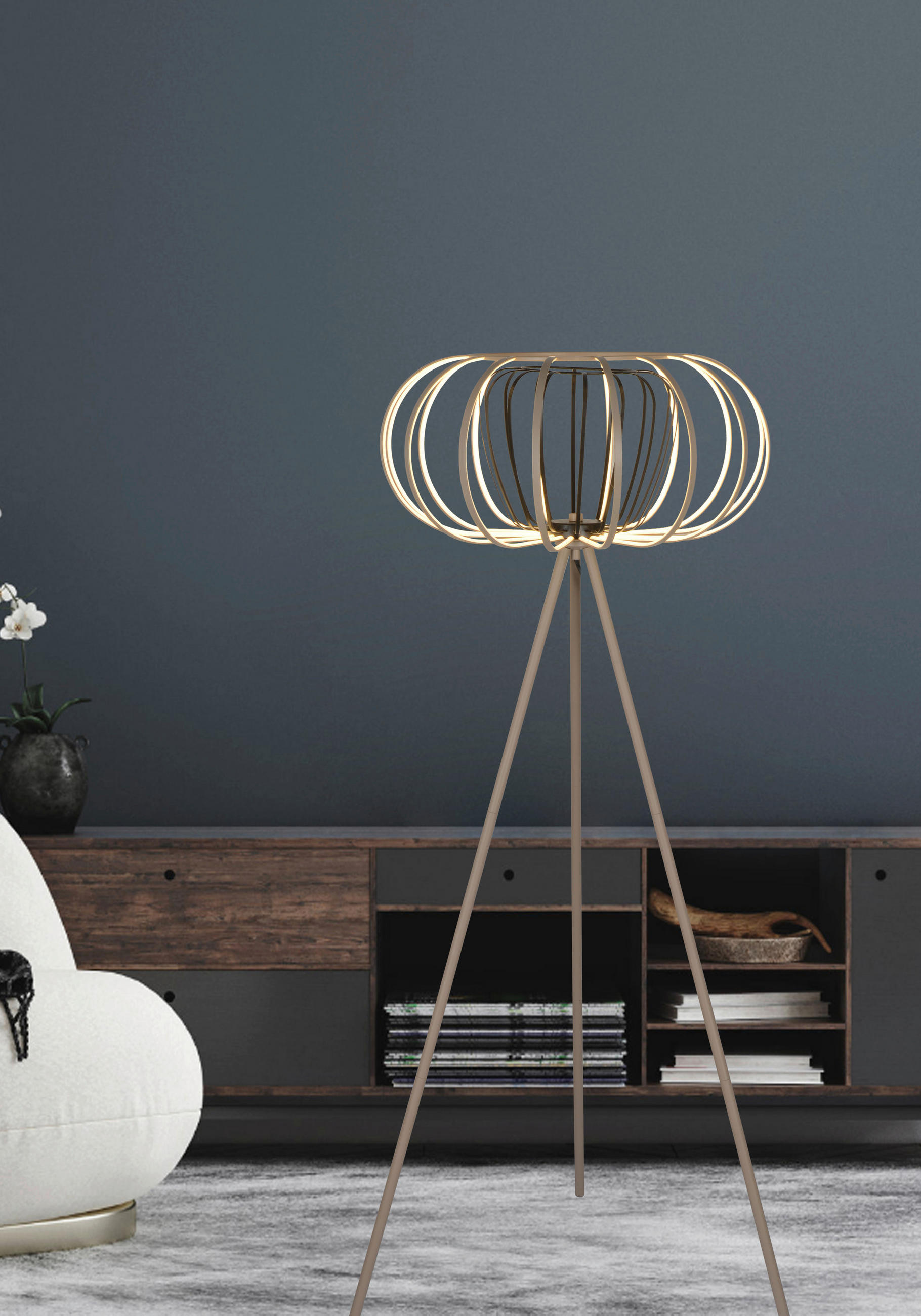 LED-STEHLEUCHTE 140/44/168 cm    - Sandfarben/Schwarz, Basics, Metall (140/44/168cm)