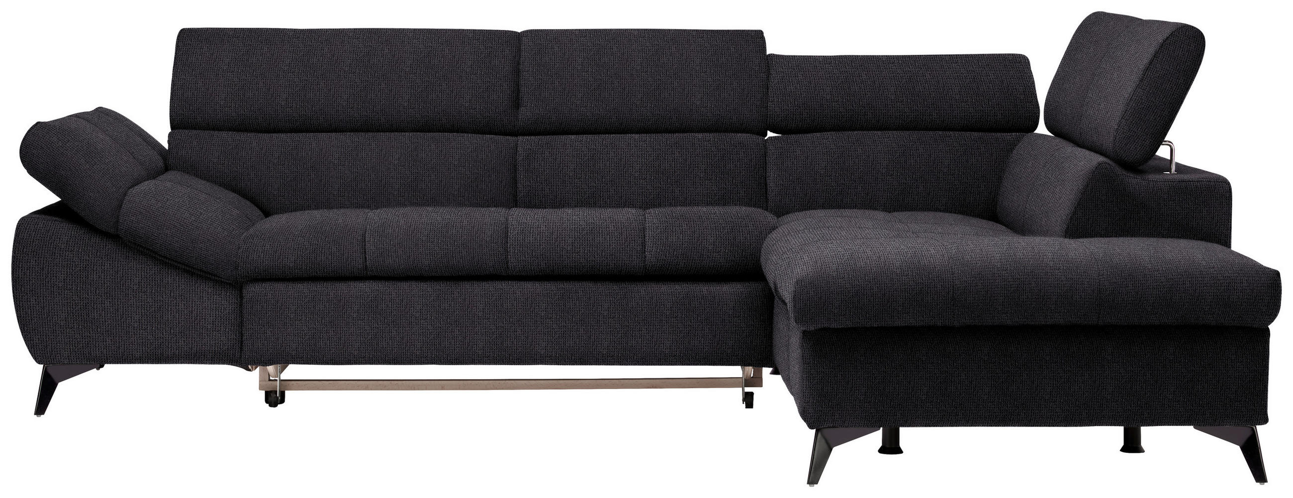 ECKSOFA in Mikrofaser Schwarz  - Schwarz, Design, Kunststoff/Textil (279/210cm) - Livetastic