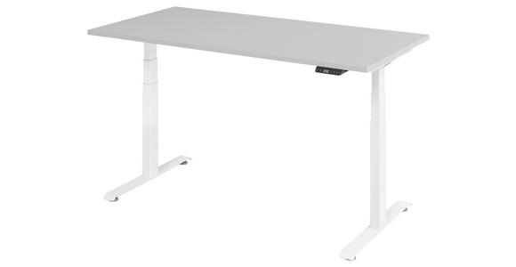 SCHREIBTISCH höhenverstellbar  - Weiß/Grau, KONVENTIONELL, Holzwerkstoff/Metall (160/80/64,5-129,5cm) - Venda