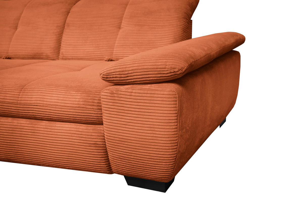 ECKSOFA in Cord Rostfarben  - Rostfarben/Schwarz, Design, Textil/Metall (242/313cm) - Xora