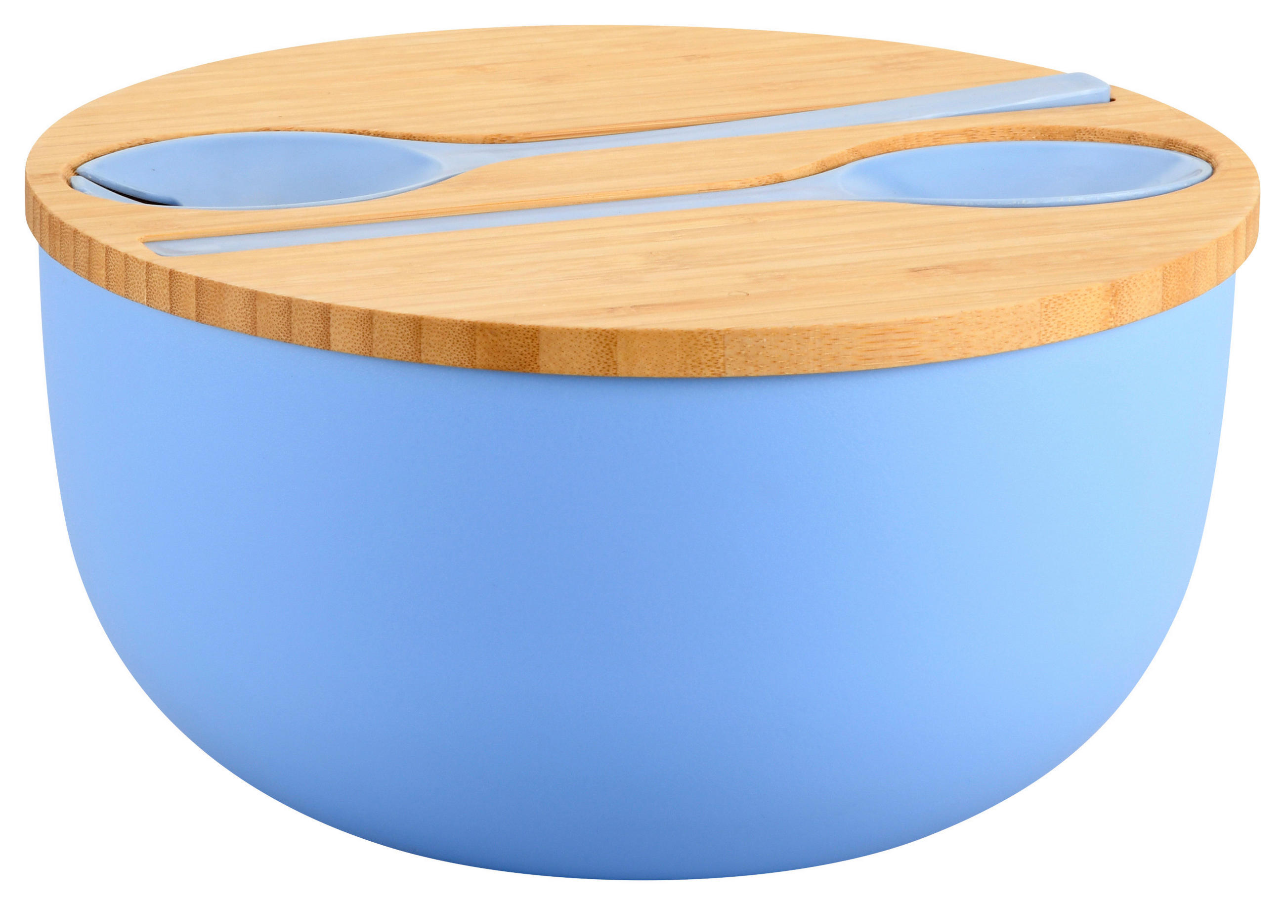 SALATSCHÜSSEL   - Hellbraun/Hellblau, Basics, Holz/Kunststoff (24/13/13cm) - Kesper
