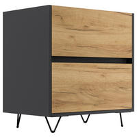 NACHTTISCH 61,2/65/42 cm  - Eichefarben/Graphitfarben, Basics, Holzwerkstoff/Metall (61,2/65/42cm) - MID.YOU