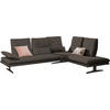 ECKSOFA in Mikrofaser Mokka  - Schwarz/Mokka, Design, Textil/Metall (284/224cm) - Chilliano