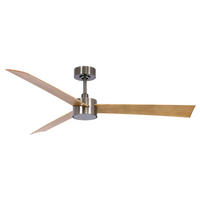DECKENVENTILATOR   132 cm   - Teakfarben/Nickelfarben, Trend, Kunststoff/Metall (132cm) - P & B